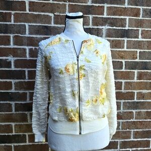 Forever 21 White Floral Textured Cardigan